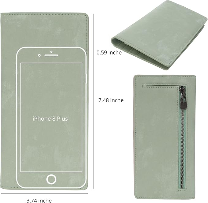 Bveyzi Ultra Slim Thin Leather RFID Blocking Credit Card Holder Bifold Clutch Wallets for Women