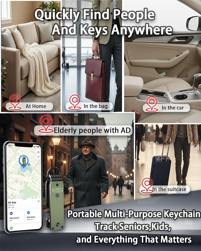 Air Keychain with GPS Tracker : Lightweight Compact Key Holder for Outdoor Use - Minimalist Metal Key Organizer
