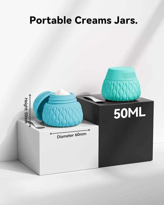 Silicone Travel Bottles for Toiletries 8 Pack Travel Size Toiletries 3.4 oz 1.7 oz, Leakproof Squeeze Travel Size Containers Refillable Cosmetic Jars Set for Shampoo, Conditioner, Creams