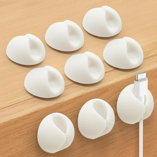 SmiLife Cable Clips, Cord Holder, Adhesive Cord Clips, Wire Holder for Cable Management, Phone Charger, Desk, Wall, Nightstand and Office, White 9 PCS