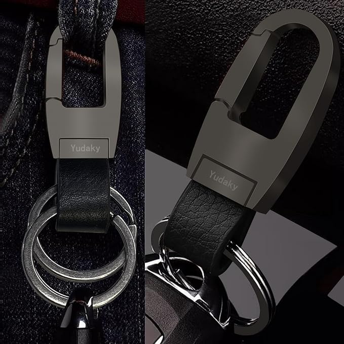 Key Chain Leather Heavy Duty Car Keychain for Men and Women 2 Pack