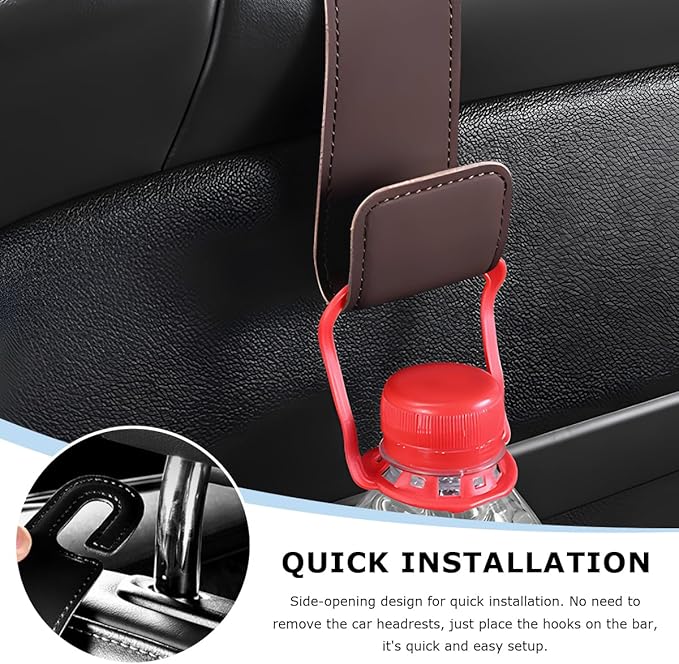 Car Seat Headrest Hook, Microfiber Leather Hanger Holder Hook for Hanging Purse and Bag, Universal Vehicle Back Seat Organizer Hook for Grocery Bag Handbag Coat (Brown)