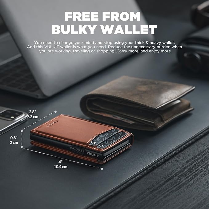 VULKIT Men's Slim Wallets Pop Up Card Holder RFID Blocking Metal Wallet Minimalist Design Holds Up to 11 Cards