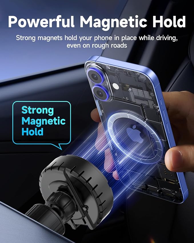 25W for MagSafe Car Mount Charger with Cooling Fan, Qi2.2 Magnetic Car Phone Holder for iPhone, 360° Adjustable Fast Wireless Cars Charging for iPhone 17/16/15/14/13, Air Vent & Dash Mount