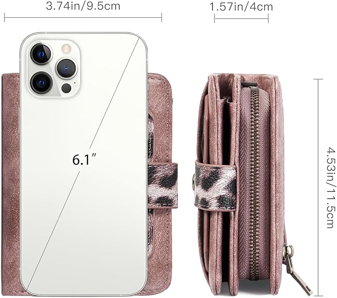 GAEKEAO Small Leather Credit Card Holder Wallets for Women RFID Blocking Bifold Wallet Zipper Pocket with Removable ID Window