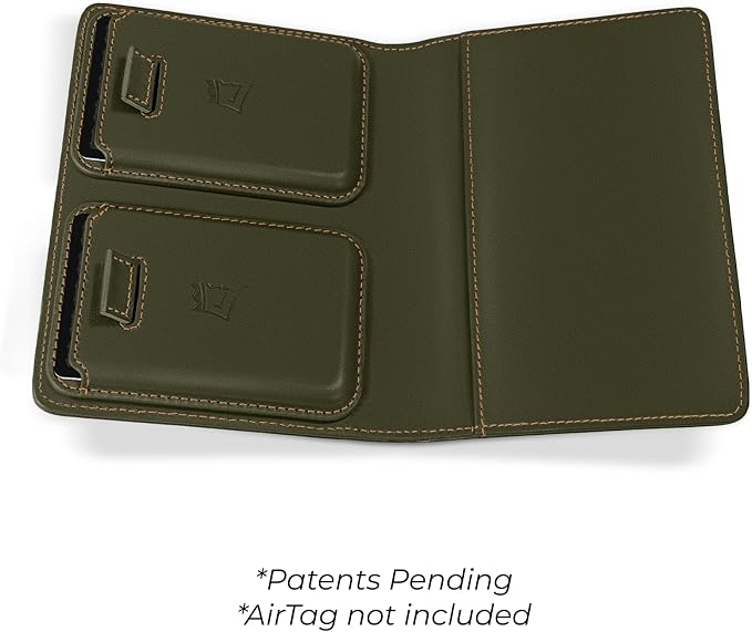 Kings Loot Passport Holder Wallet – RFID Blocking Leather Travel Wallet with Built-in Airtag Holder – Holds 1-6 Cards & Passport – Easy Pull Tab – Slim & Stylish Wallets (Sage)