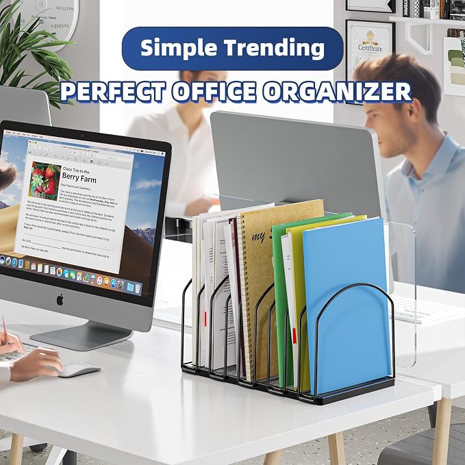 Simple Trending 9 Section Metal File Sorter Organizer for Desk Home Office, Black
