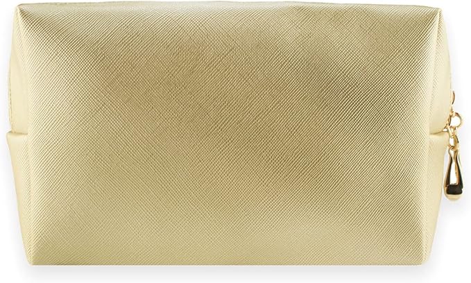 Small Makeup Bag Portable Cosmetic Bag for Women Makeup Pouch Waterproof Toiletry Bag for Travel (Gold, Normal)