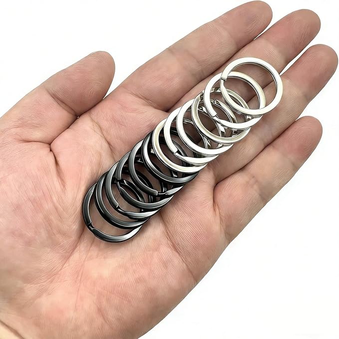 12 Pcs Metal Key Rings for Men Women,25 mm/1 Inch Flat O-Ring Keychain Rings Key Holder Round Split Keyrings Key Chain Clips,Key Carabiner Key Organizer for Home Office Car Keys(6 Silver,6 Black)