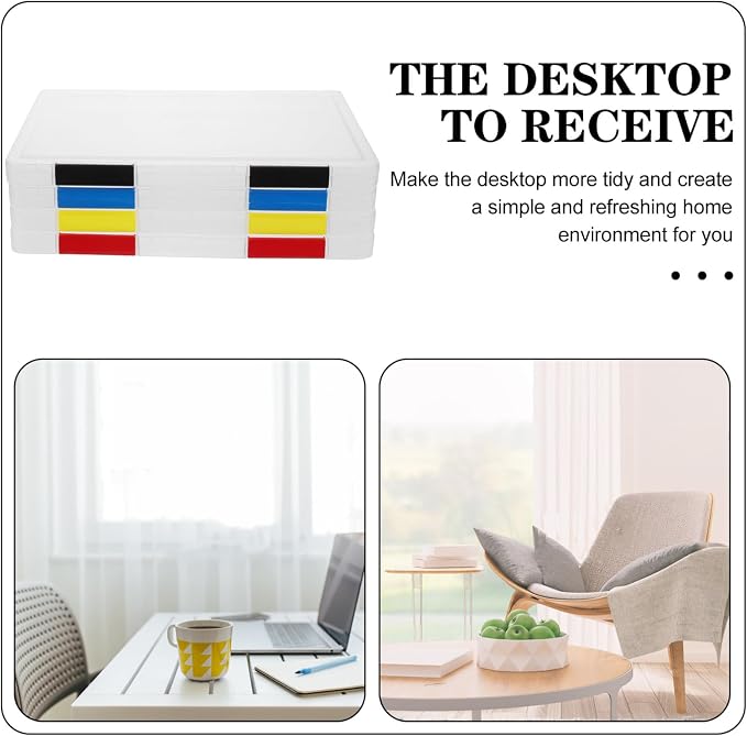DOITOOL 4pcs Stackable File Storage Boxes with Lid, Thickened A4 Document Organizer Box 31x23x2cm for Office and Student Desktop Filing Random Color