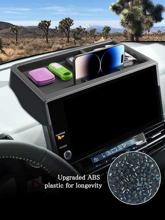 CDEFG Upgraded for 2025 2026 Toyota Sienna Dashboard Storage Box Behind-Screen Organizer for Toyota Sienna 2025 2026 Accessories for 12.3-Inch Touchscreen Dash Tray(Not for LE Trim 8-Inch)
