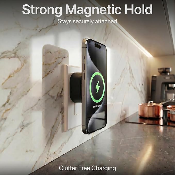 Qi2 Magnetic Wireless Charger, 15W Fast Wall Plug-in Charger for iPhone 17 16 15 14 13 12 Pro Max, No Cable Clutter, Direct Outlet Charger, Black (2 Pack)
