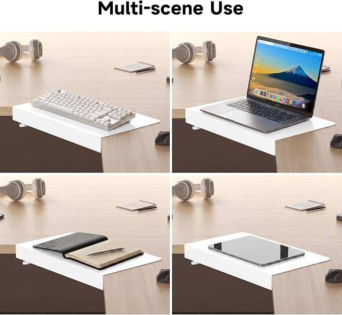 Suptek 17-Inch Clamp-On Corner Desk Connector Platform for Mounting Under-Desk Keyboard Trays on L-Shaped Desks, White, DESKEX01W