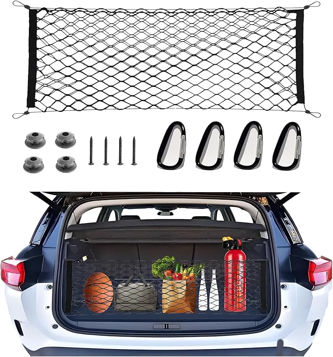 Cargo Net Stretchable，Car Exterior Accessories for SUV, Jeep, Trucks, Double-Layered Network Car Exterior Accessories for Secure Storage 35.4x15.8 inch