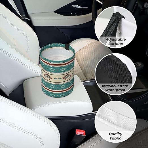 Native Indian Western Tribal Car Trash Can Collapsible Garbage Can,Hanging Trash Bag Water Proof with Suitable for Storage for Car Interiors,Home