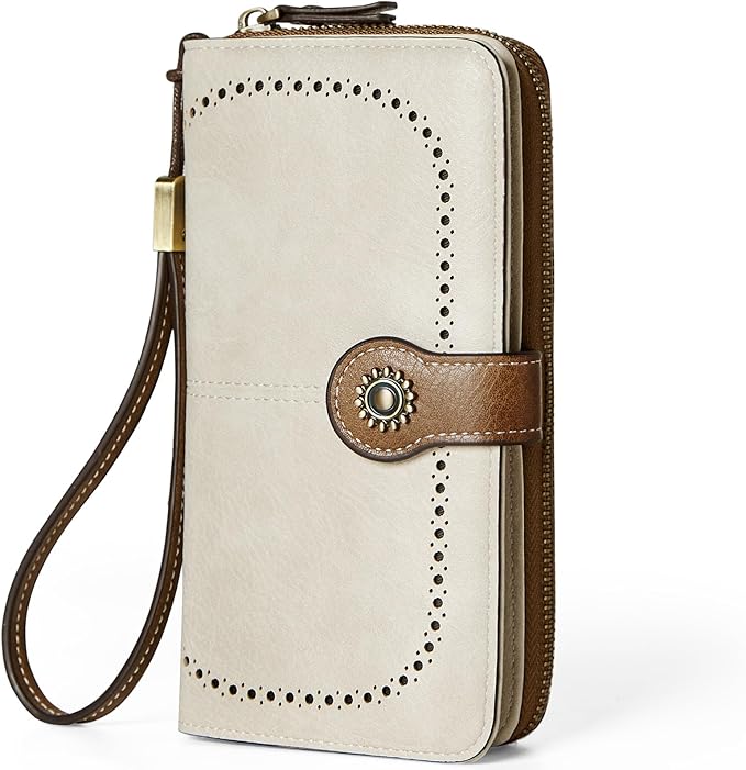TFKGS Wallet for Women RFID Blocking Leather Large Capacity Card Holder Ladies Phone Clutch Travel Long Purse Wristlet | RFID Blocking, Leather, Large Capacity, Ladies, Travel