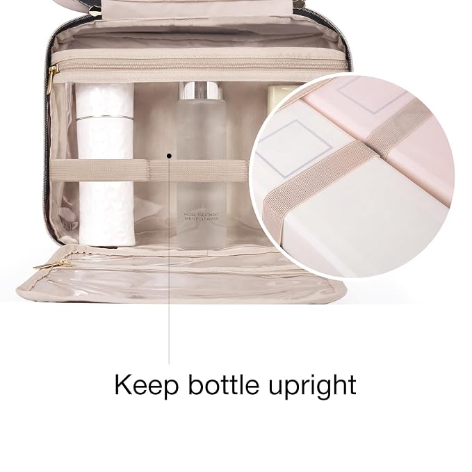 BAGSMART Toiletry Bag Travel Bag with Hanging Hook, Water-resistant Makeup Cosmetic Bag Travel Organizer for Accessories, Shampoo, Full-size Container, Toiletries (Hazy Green, Medium)