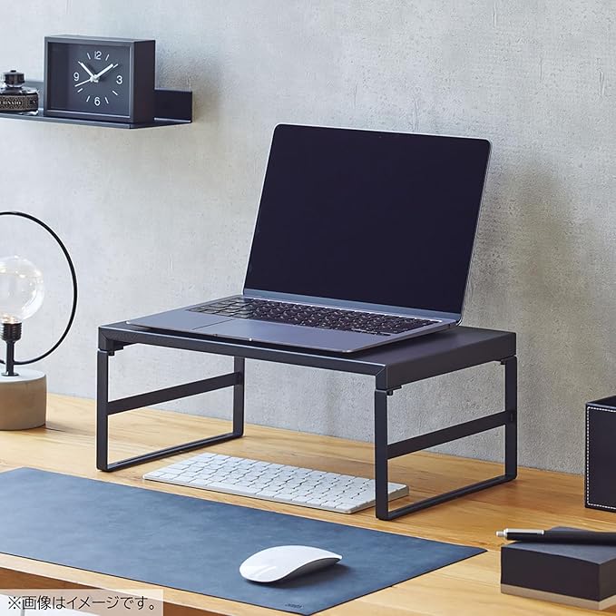 Lihit Lab A7331-124 Computer Stand, Monitor Stand, Desktop Stand, Width 15.4 inches (390 mm), High Type, Matte Black