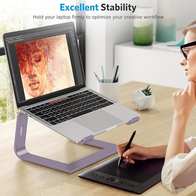 OMOTON Detachable Laptop Stand, Aluminum Mount for Desk, Compatible With MacBook Air/Pro, Dell, HP and All Laptops (11-16 Inch), Purple