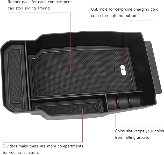 Center Console Organizer Tray Compatible with Mazda 2023-2026 CX-50 CX50 Accessories Armrest Storage Box ABS Console Insert Tray Container