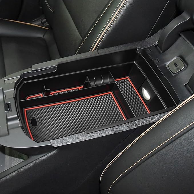 HGWEI Center Console Organizer Compatible with GMC Terrain 2018-2024 Interior Accessories Terrain SL/SLE/SLT/AT4/Denali Middle Insert Tray Armrest Storage Box with Coin Holder (NOT FOR 2025-2026) Red
