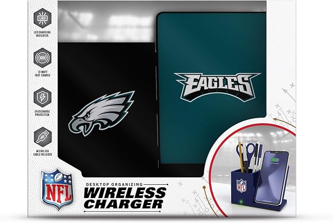 SOAR NFL Unisex Wireless Charging Stand and Desktop Organizer