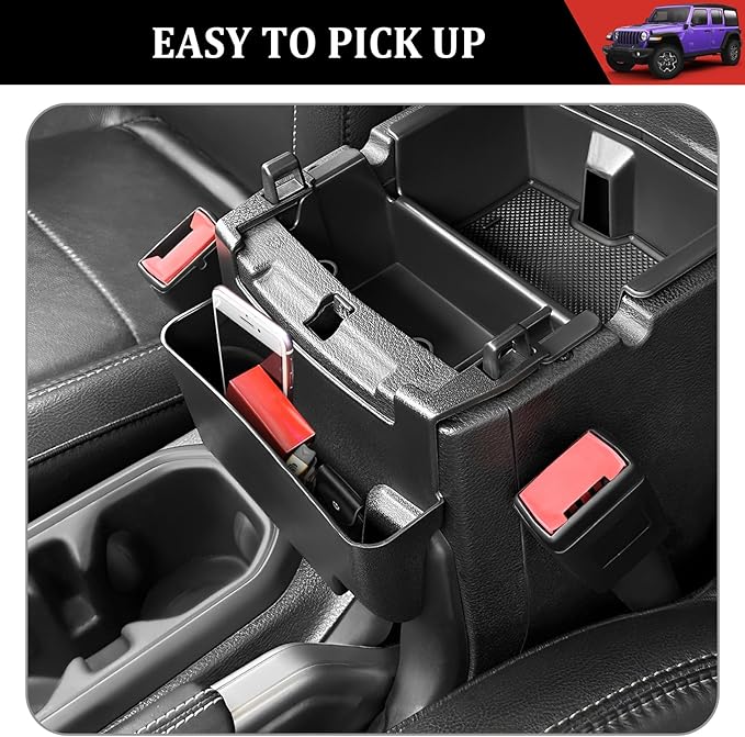 Center Console Organizer for 2018-2023 Jeep Wrangler JL 4XE Console Cup Holder Organizer Trunk Storage Tray Hanging Armrest Storage Box for Wrangler Accessories(18-23 6-Piece, Not Gladiator)