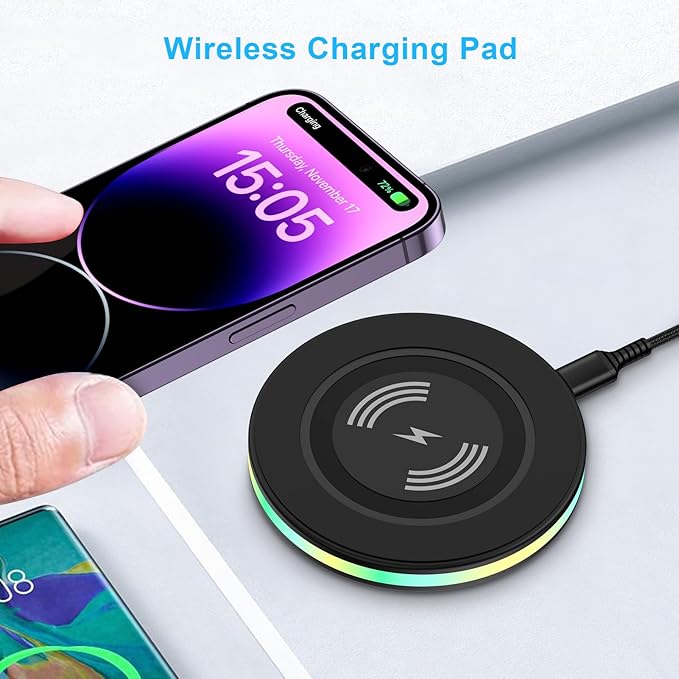 Samsung Wireless Charger Fast Charging Pad Android Phone Charger Pad Station for Samsung Galaxy S25 S24 Ultra S24+ S24 S23 S22 S21 S20 S10,iPhone 16 15 Pro Max Plus 14 13 12,Google Pixel 9 8 Pro 8 7