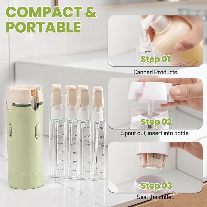 4 in 1 Travel Dispenser Bottles, 30ML Leakproof Travel Bottle Set | Travel Dispenser Bottles,Leakproof&Refillable,For Shampoo,Lotion,Conditioner,Travel Essentials for Unisex With Brush&Funnels