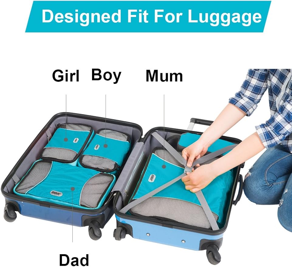 GOX Ultra Light 5 piece Packing Cubes Travel Luggage Organizer 1 Large 2 Medium 2 Small