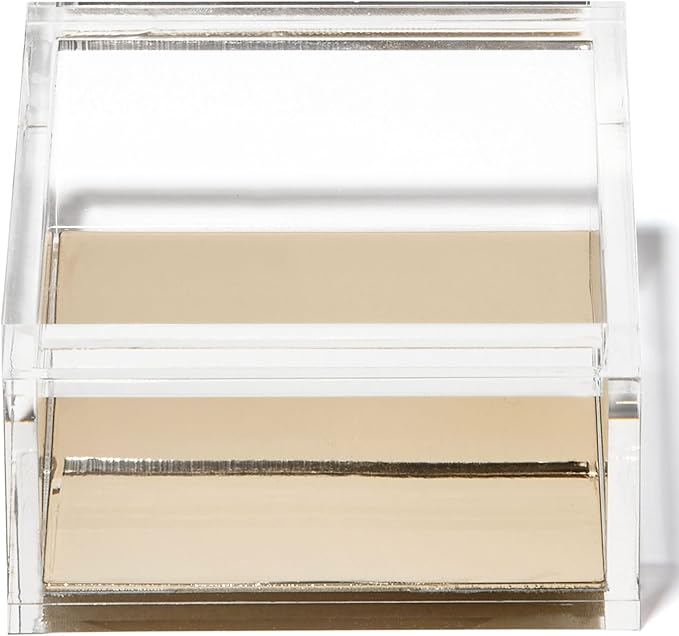 OfficeGoods Acrylic Desk Organizer w/Gold Base – Functional & Elegant Odds & Ends Box for Display or Storage – Perfect for Home or Office, Kitchen, Bathroom Vanity, Curio Display - Medium