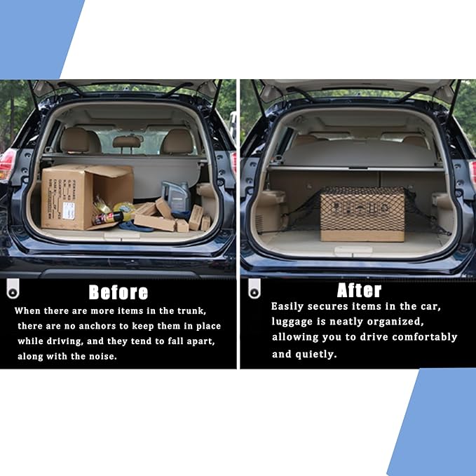 Truck Bed Cargo Net Nylon Universal Heavy Duty Truck Storage Mesh Pouch Pickup Cargo Organizer Trunk Mesh Cargo Net (51x18 Inch)