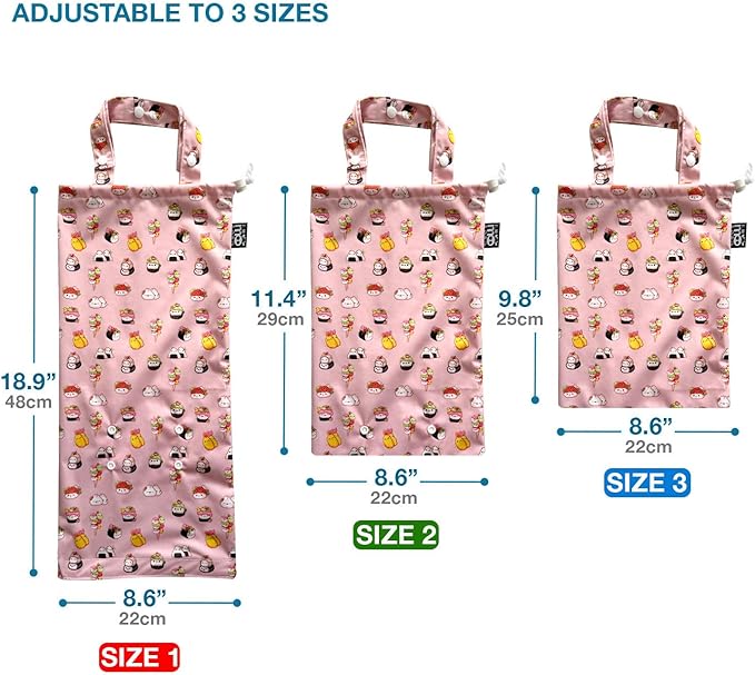 Waterproof Car Trash Bag Reusable Portable Garbage Can with Drawstring Top Adjustable Hanging Strap Leakproof & Washable for Cars SUVs & Trucks (Happy Sushi)