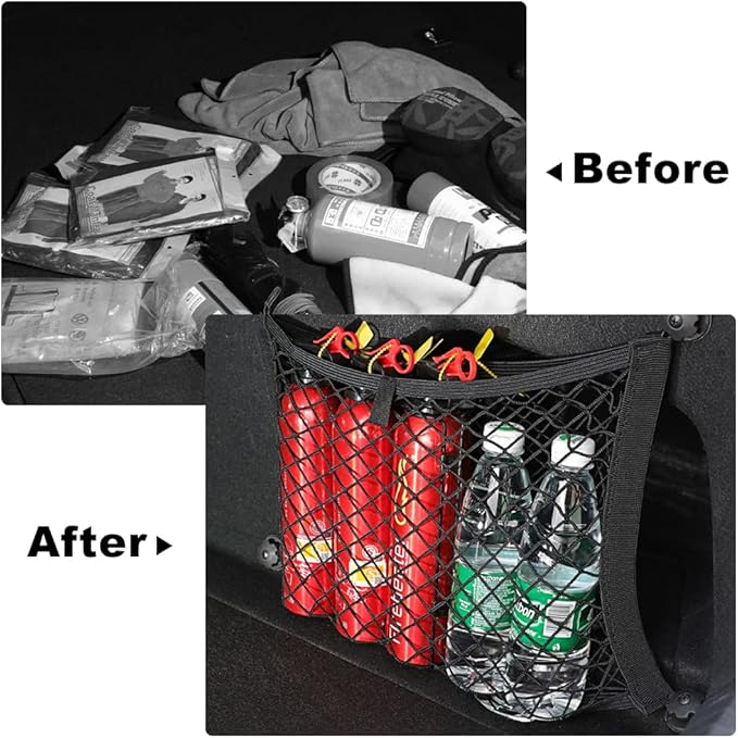 2pcs Cargo Net, Pocket Storage Mesh Net, Elastic Automotive Cargo Nets Storage Pouch with 8 Mounting Screw and Builtin Hooks, for Car Trunk Boats Net (18x9.8 inches)