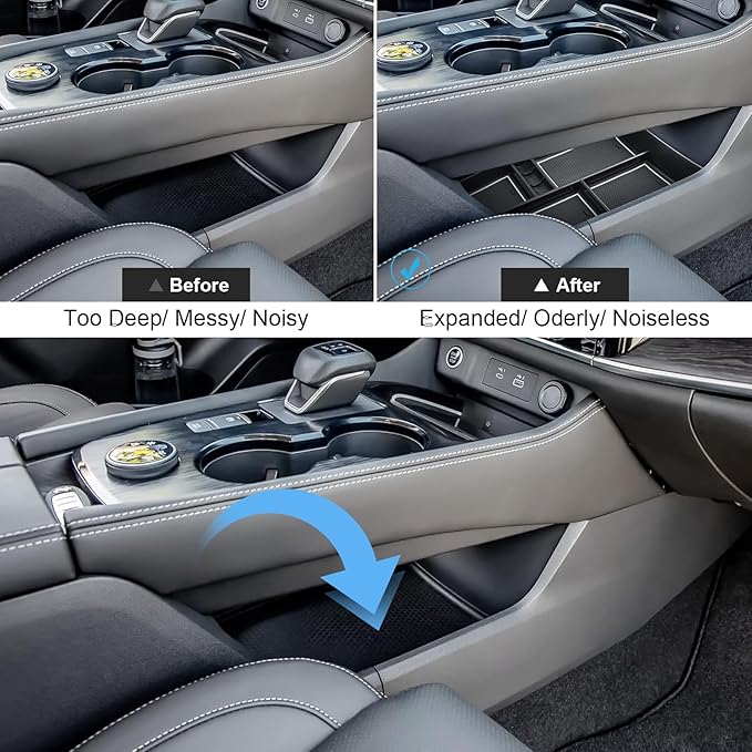 2021-2026 Rogue Center Console Organizer Lower, for Nissan Rogue (S/SV/SL/Platinum/Rock Creek/Dark Armor), Durable ABS &Anti-Slip Rubber Console Tray Insert 2026 2025 Rogue Accessories (White)