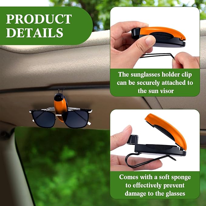 Frienda Car Sunglasses Holder Clip 2 Pieces Sunglasses Visor Clips for Car Sun Visor Glasses Holder Eyeglasses Mount Accessories(Orange)