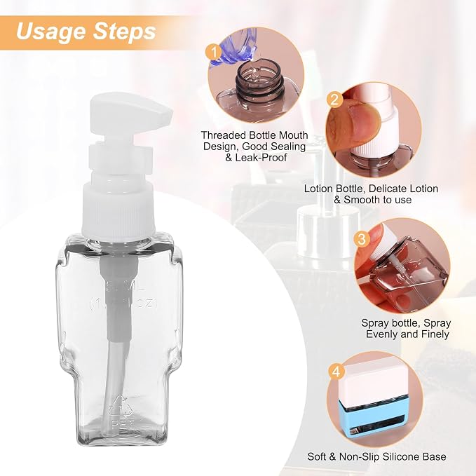 Travel Toiletries Bottles Set, Reusable 3-in-1 Kit Liquid Bottles Containers Leak Proof Spray & Lotion with Labels - Fitting for (Travel/Hotel/Gym/Perfume), 3Pcs & 50/100ml & Green