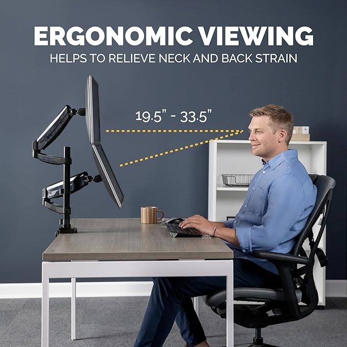 Fellowes 8043401 Platinum Series Stacked Monitor Mount, Adjustable Computer Monitor Stand for 2 Monitors with Dual Monitor Arms, 32 Inch Monitor Capacity