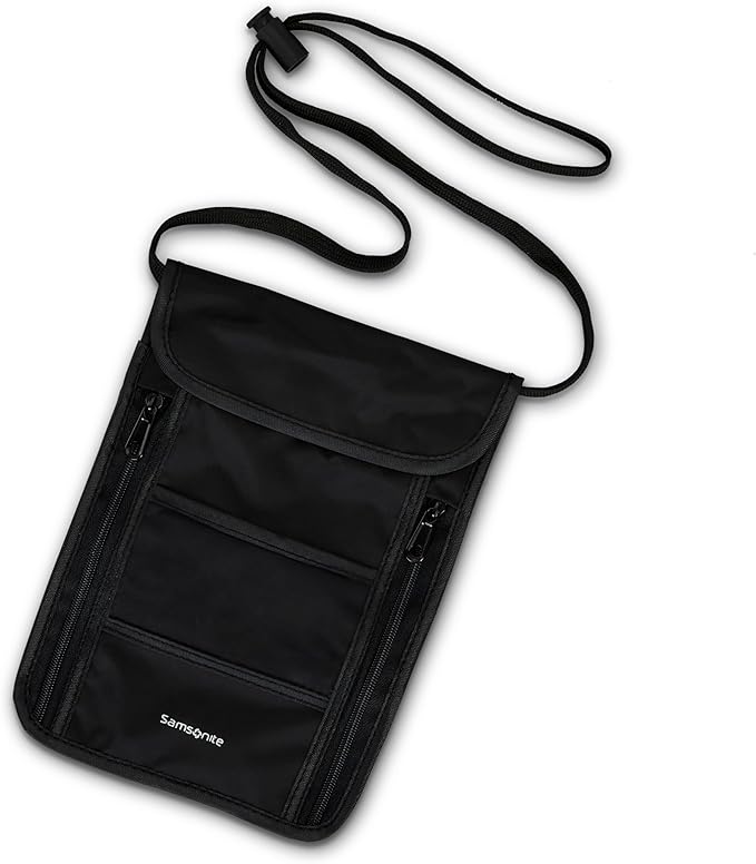 Samsonite RFID Neck Pouch - Lightweight and Durable Nylon RFID Protection Technology - Blocks RFID Signals Encoded In Passports, IDs & Credit Cards