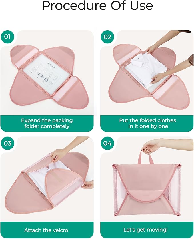 BAGSMART Garment Folder Packing Cubes for Travel, 4 Set Lightweight Travel Cubes for Wrinkle Free, Durable Suitcase Organizers Bag Set for Travel Essentials Sky Blue