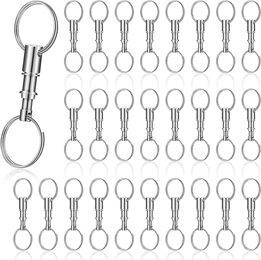 Yinkin 30 Pack Quick Release Keychain Detachable Pull Apart Key Rings Spring Split Snap Lock Holder Key Accessory