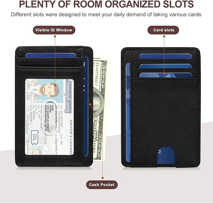 Front Pocket Thin Wallet for Men Women RFID Blocking Credit Card Holder Card Cases Slim Minimalist Wallet with Gift Box (Alaska Black)