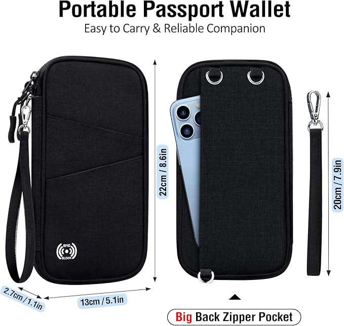 BKNOOU Passport Holder Family Rfid Blocking Travel Document Organizer,Travel Passport Wallet Waterproof Multiple Passport Holder for Traveling,Passport Organizer for Men Women