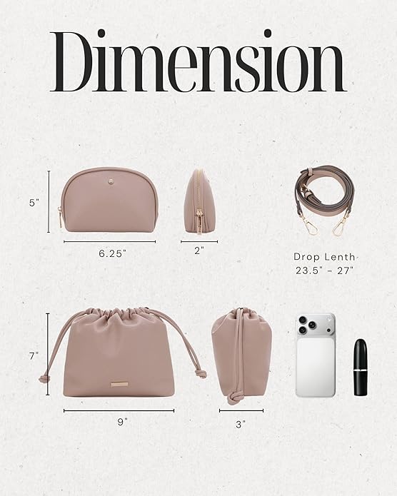 Mali+Lili Lola Beauty Bag Duo, Makeup Bag Travel Cosmetic Bag Set of 2, Vegan Leather Purse Crossbody Bags for Women and Girls, Cute Makeup Pouch, Travel Pouch, Crossbody Purses for Women | Duo