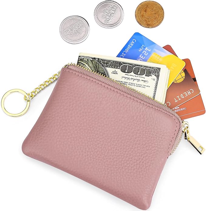 SENDEFN Coin Purse for Women, Genuine Leather Coin Purse Key Chain for Women, Coin Pouch Change Purse