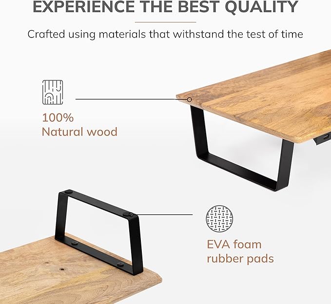 Anji Mountain Monitor Stand - Desktop Organizer & Laptop Riser, Ergonomic Monitor Riser, Space-Saving Monitor Stand for Desk, Durable Construction, Easy Assembly, Ideal for Home & Office,Natural