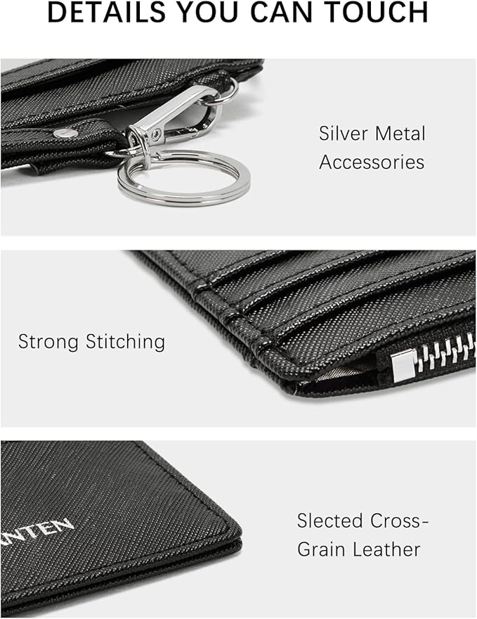 BOSTANTEN Small Wallet For Women RFID Leather Credit Card Holder Slim Wristlet Keychain Wallet With Zipper Pocket