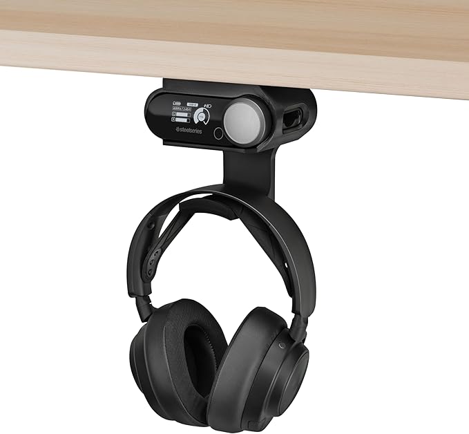 Under Desk Headphone Hanger Stand for Steelseries Arctis Nova Pro Wireless Headsets with Dock for the Wireless Base Station by Brainwavz (HPS02)