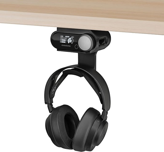 Under Desk Headphone Hanger Stand for Steelseries Arctis Nova Pro Wireless Headsets with Dock for the Wireless Base Station by Brainwavz (HPS02)