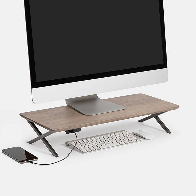 Anji Mountain Monitor Stand - Desktop Organizer & Laptop Riser, Ergonomic Monitor Riser, Space-Saving Monitor Stand for Desk, Durable Construction, Easy Assembly, Ideal for Home & Office,Biscotti